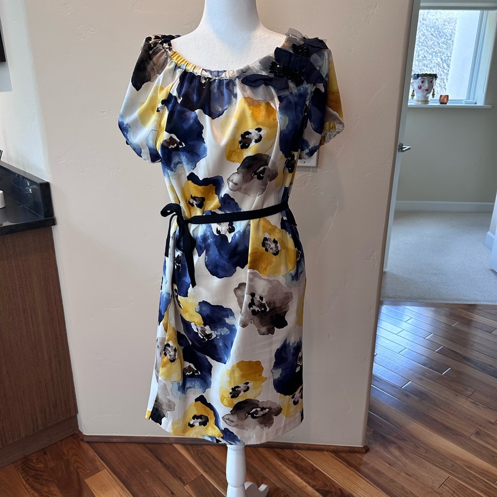 Simply Vera yellow, blue Floral dress - kohl’s with scarf